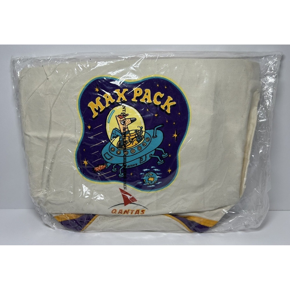 Qantas Airlines Max Pack Backpack Canvas Bag‎ Kids Travel Playing Cards Vintage